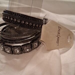 Erica Lyons Black and Silver Bangle Collection